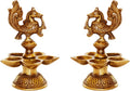 Brass Peacock Oil Lamp Pair of Five Wicks Decorative Metal Lamp (Pack of 2) Y7235