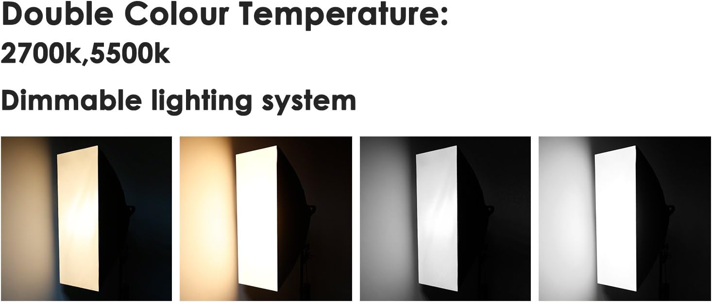 Bi-color Dimmable LED Softbox Lighting Kit with Light Stand V8874