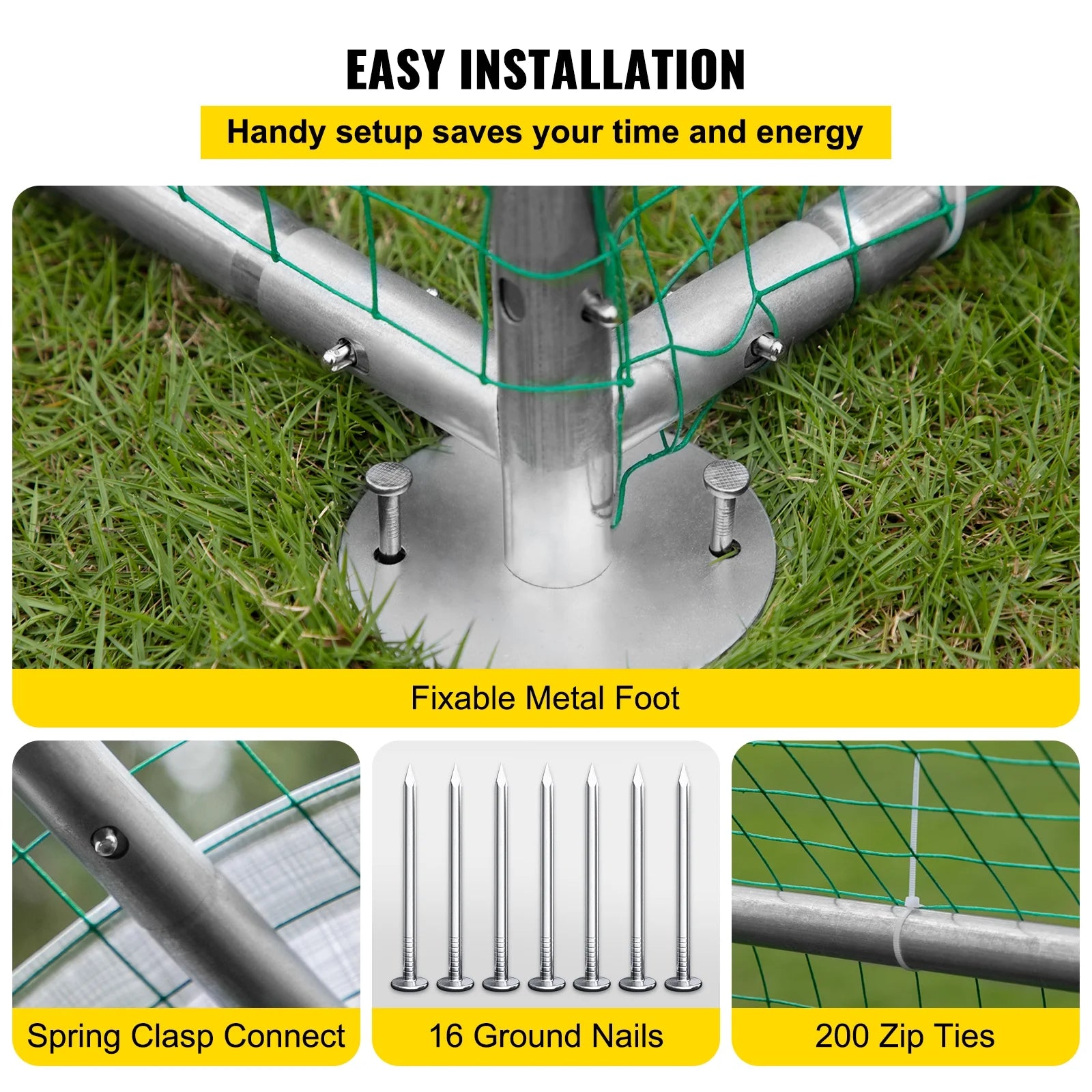 10×6ft Large Metal Chicken Coop with Waterproof Cover E341568