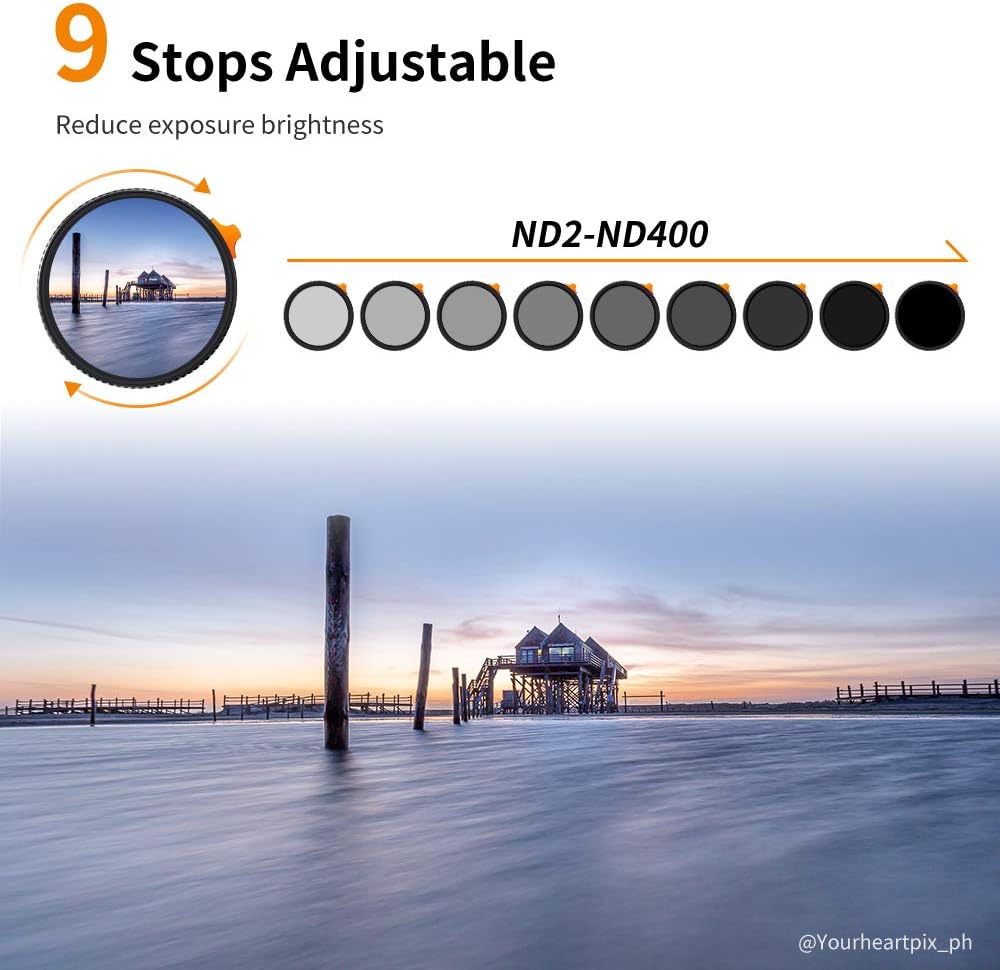 52mm Variable ND Filter ND2-ND400 with Multi-Layer Coatings AGC Glass L991