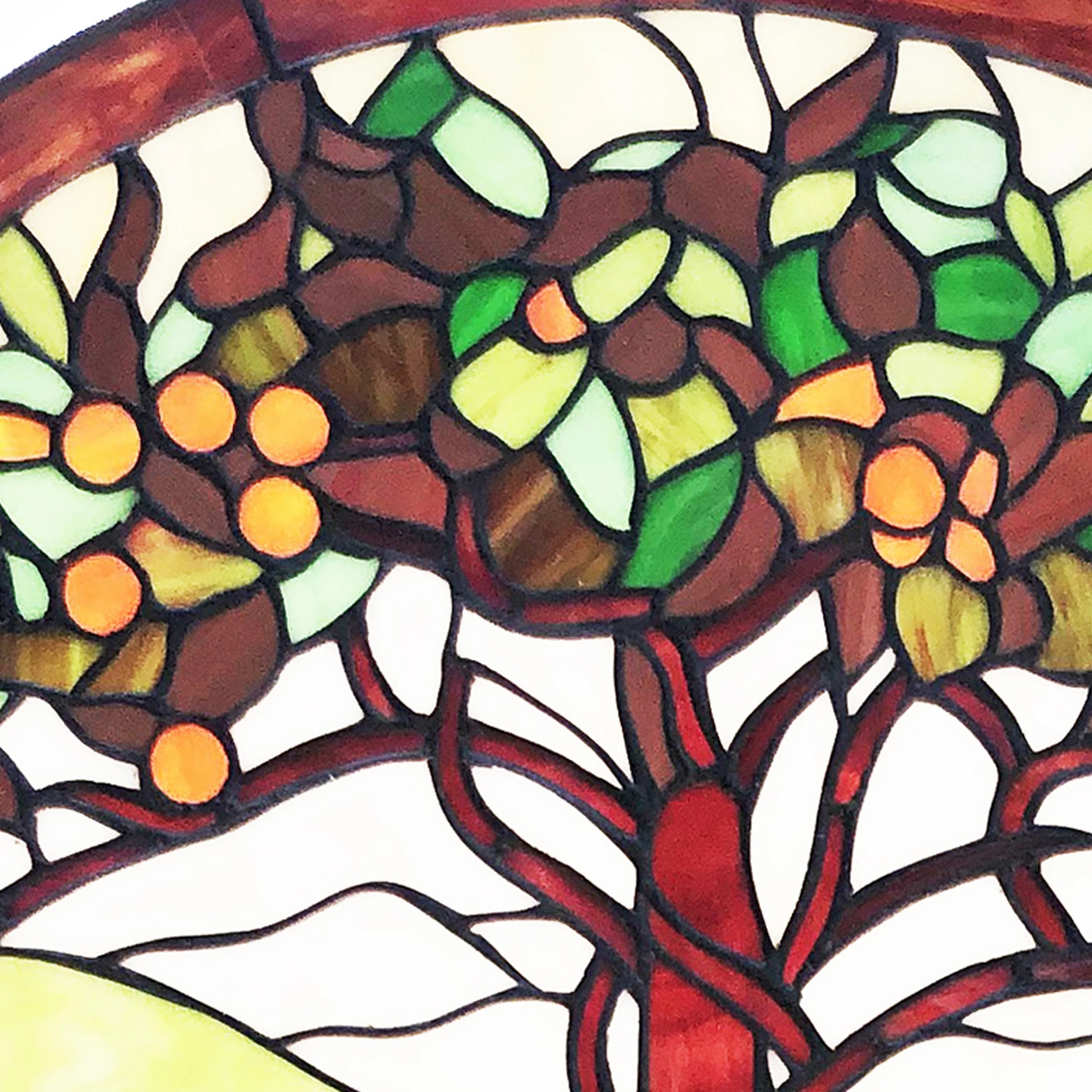 Tree of Life Stained Glass Window Panel in Green G6031