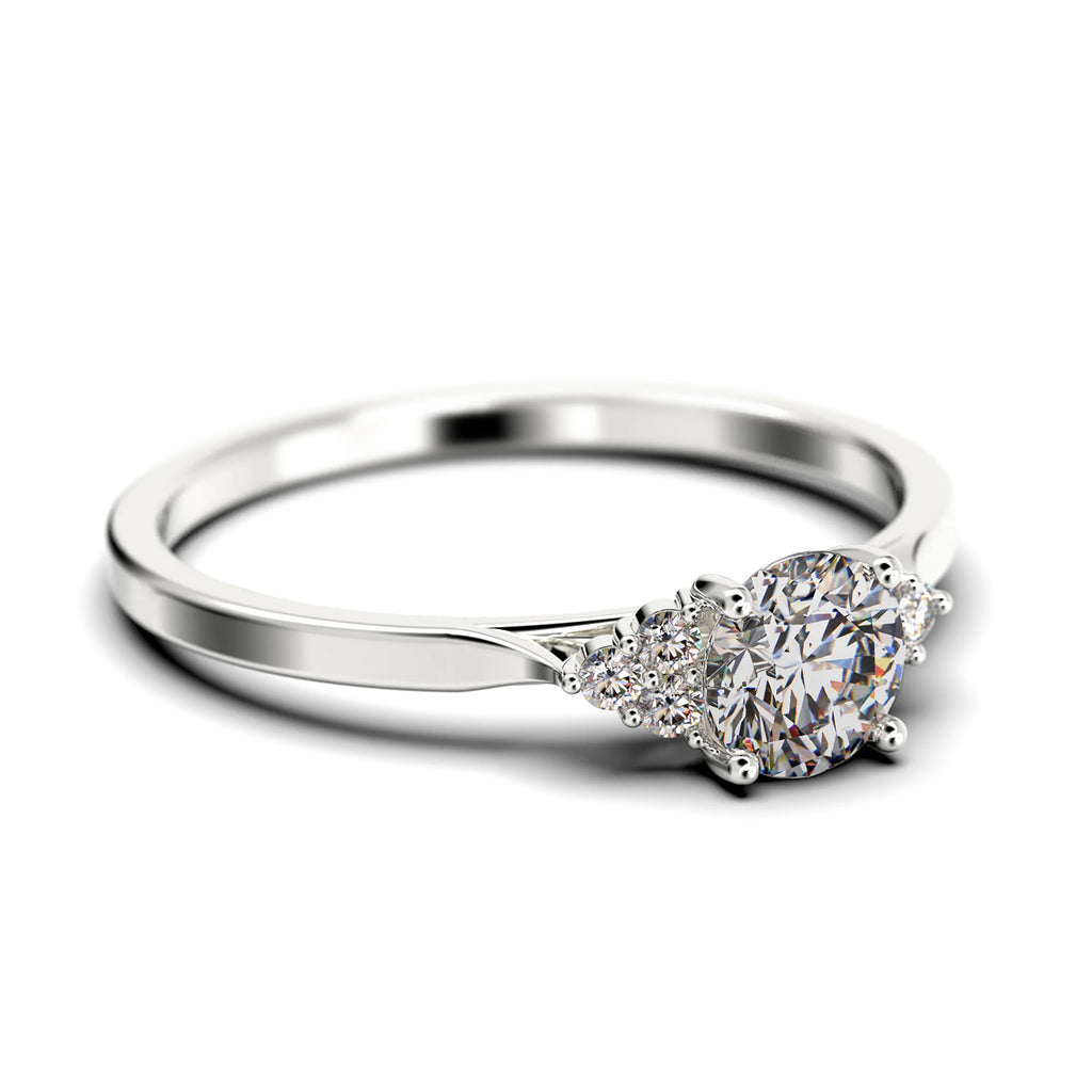 1.25 Carat Round Cut Moissanite Engagement Ring in 925 Sterling Silver With 18k White Gold Plating Q1179