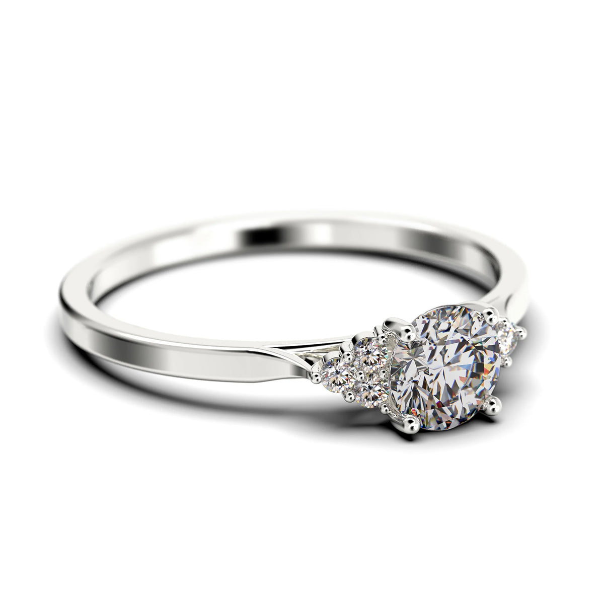 1.25 Carat Round Cut Moissanite Engagement Ring in 925 Sterling Silver With 18k White Gold Plating Q1179