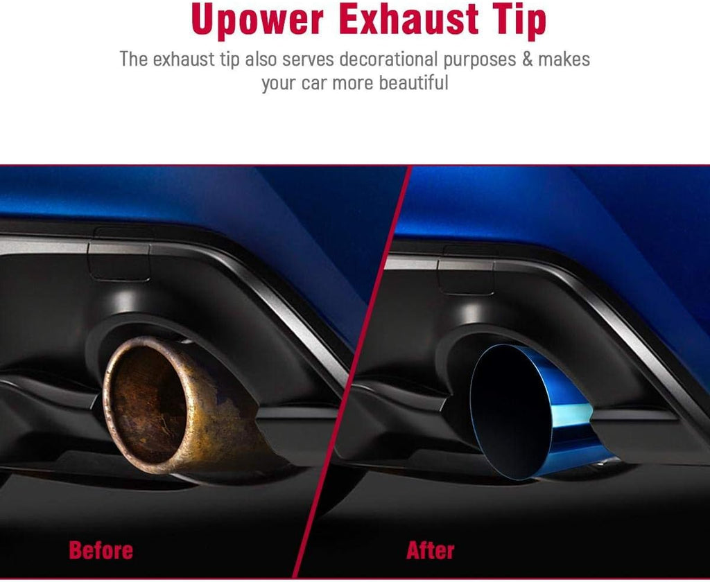 Blue Burnt Exhaust Tip 2.5" Inlet 4" Outlet 9" Long Single Wall Slant Cut 304 Stainless Steel Pack of 2 H3325
