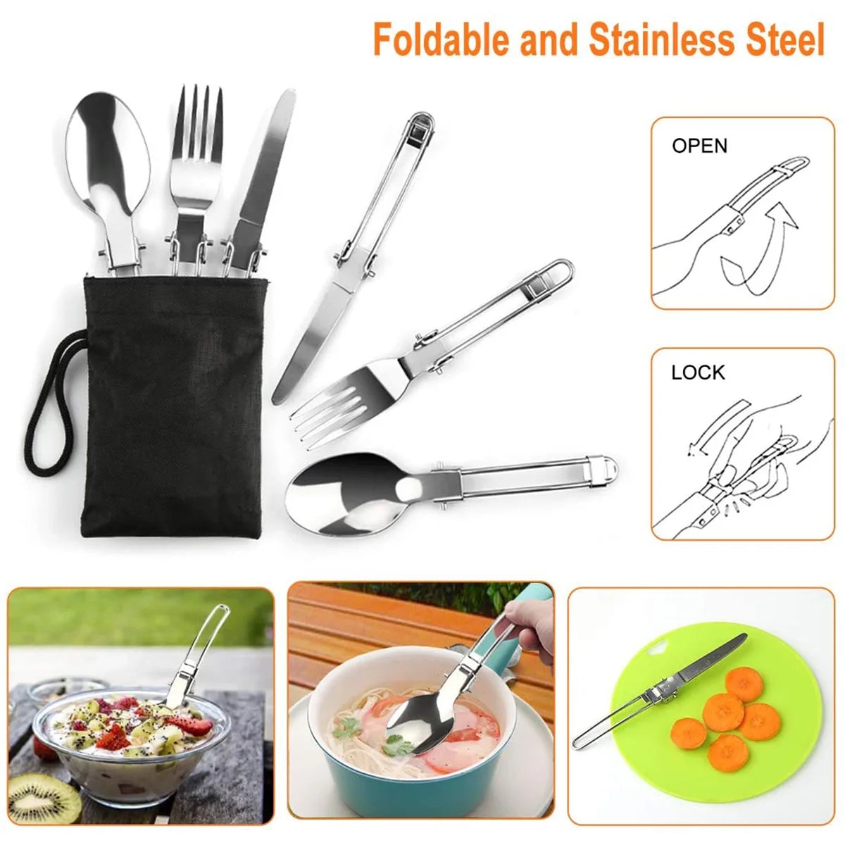 Camping Cookware Mess Kit Pot Pan Kettle Cooking Set Tableware with Spoon Fork Cutter F265