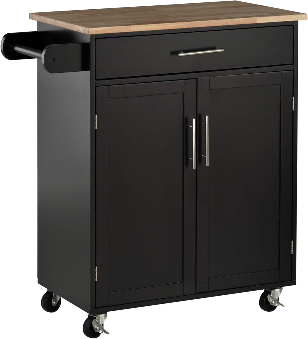 White Kitchen Island Cart with Drawer and Storage Cabinet J900009