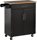 White Kitchen Island Cart with Drawer and Storage Cabinet J900009