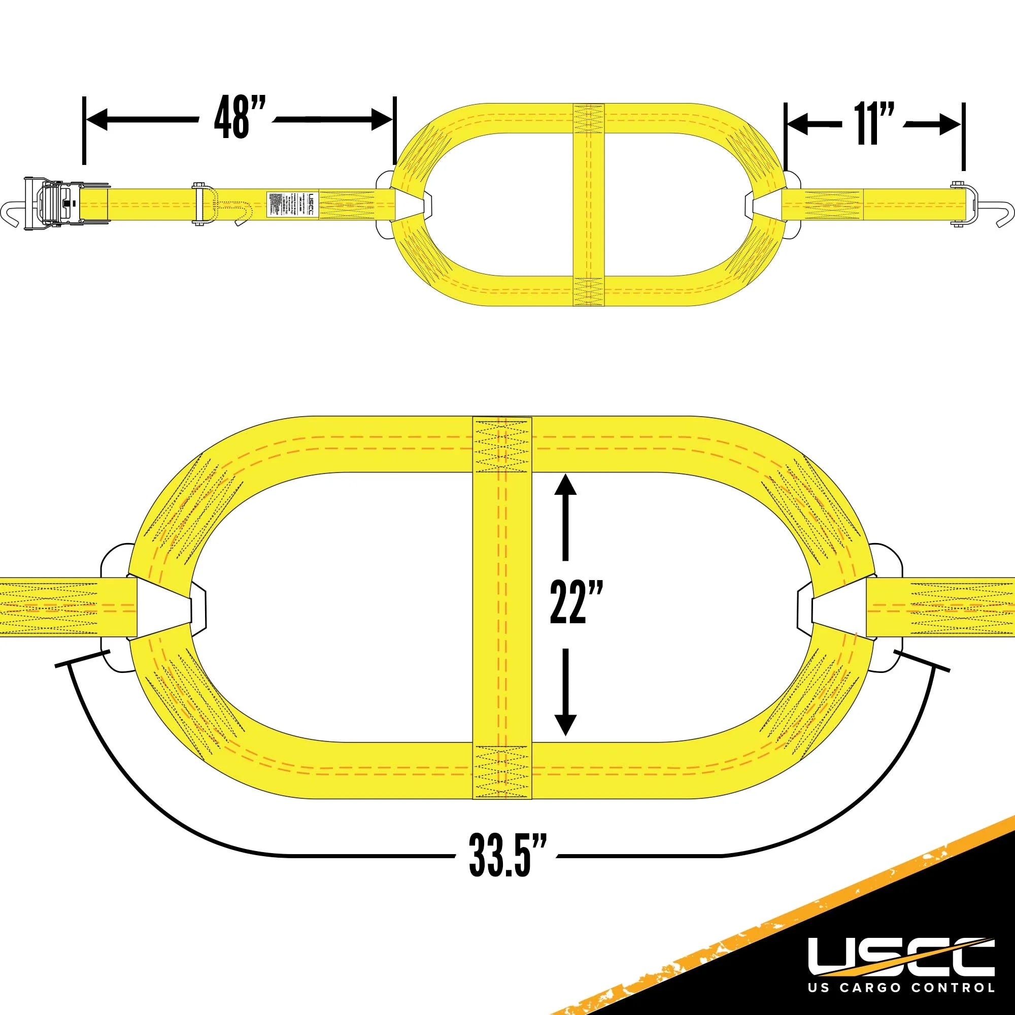 Car Carrier Tire Holder Basket Straps with Swivel Hooks & Ratchet H438