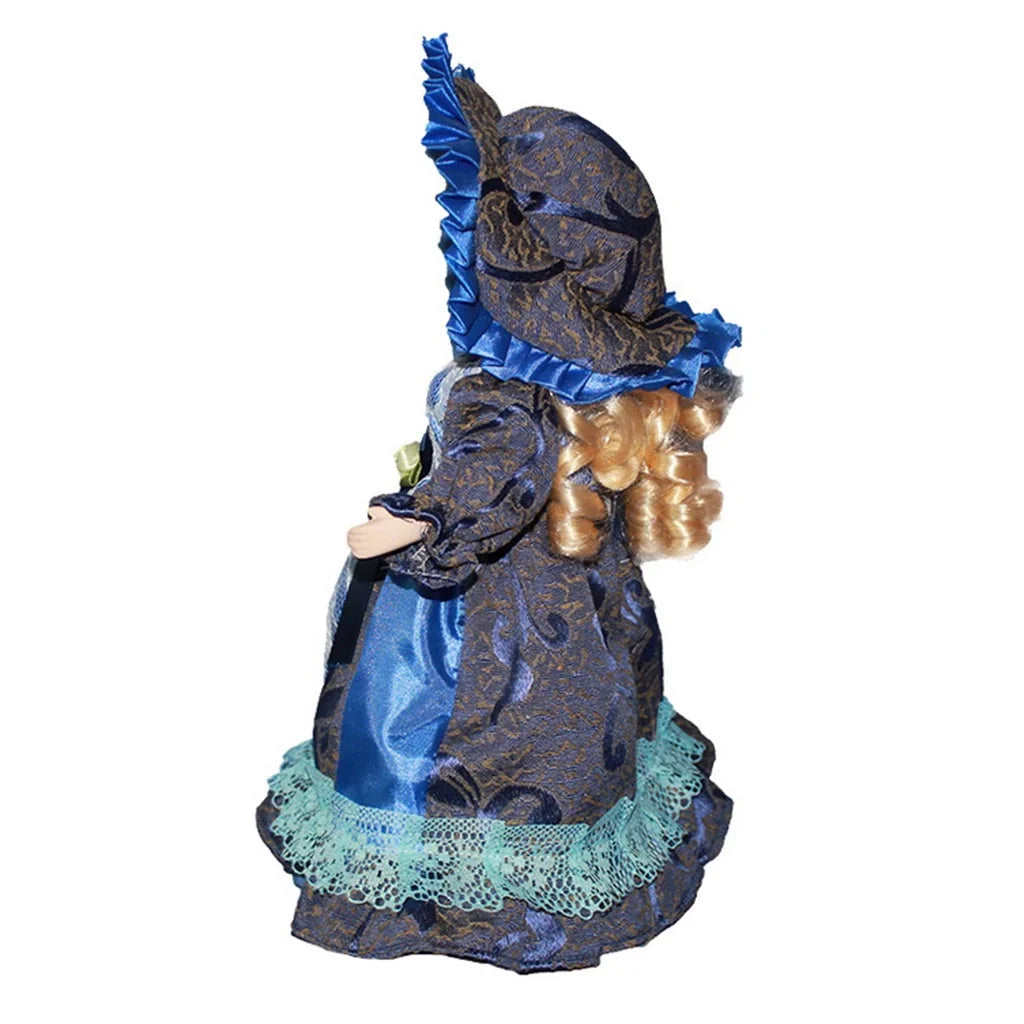 Porcelain Doll Figure with Wooden Stand V562