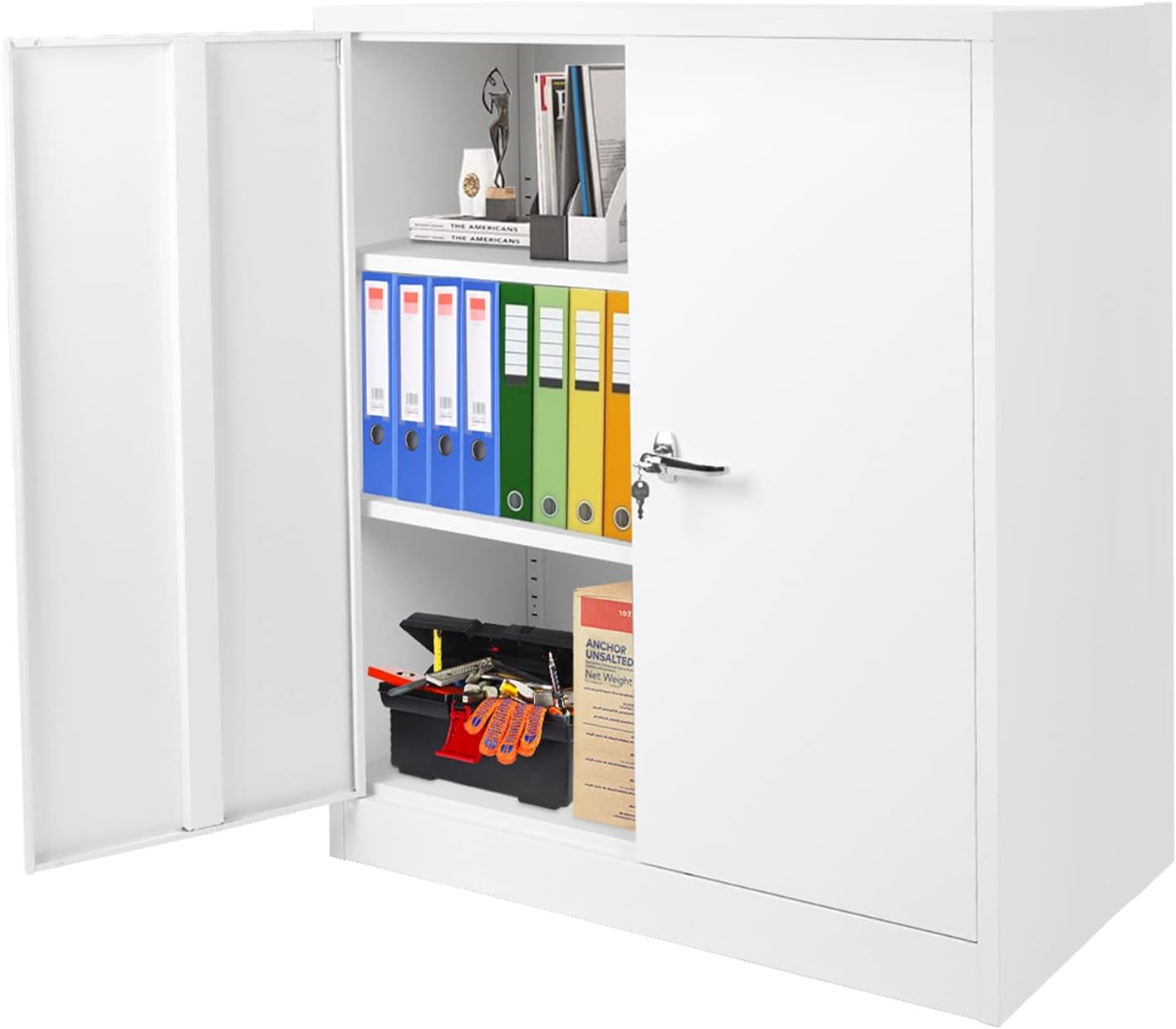 Locking Metal Cabinet with 2 Doors, 4 Adjustable Shelves, 72” U2844