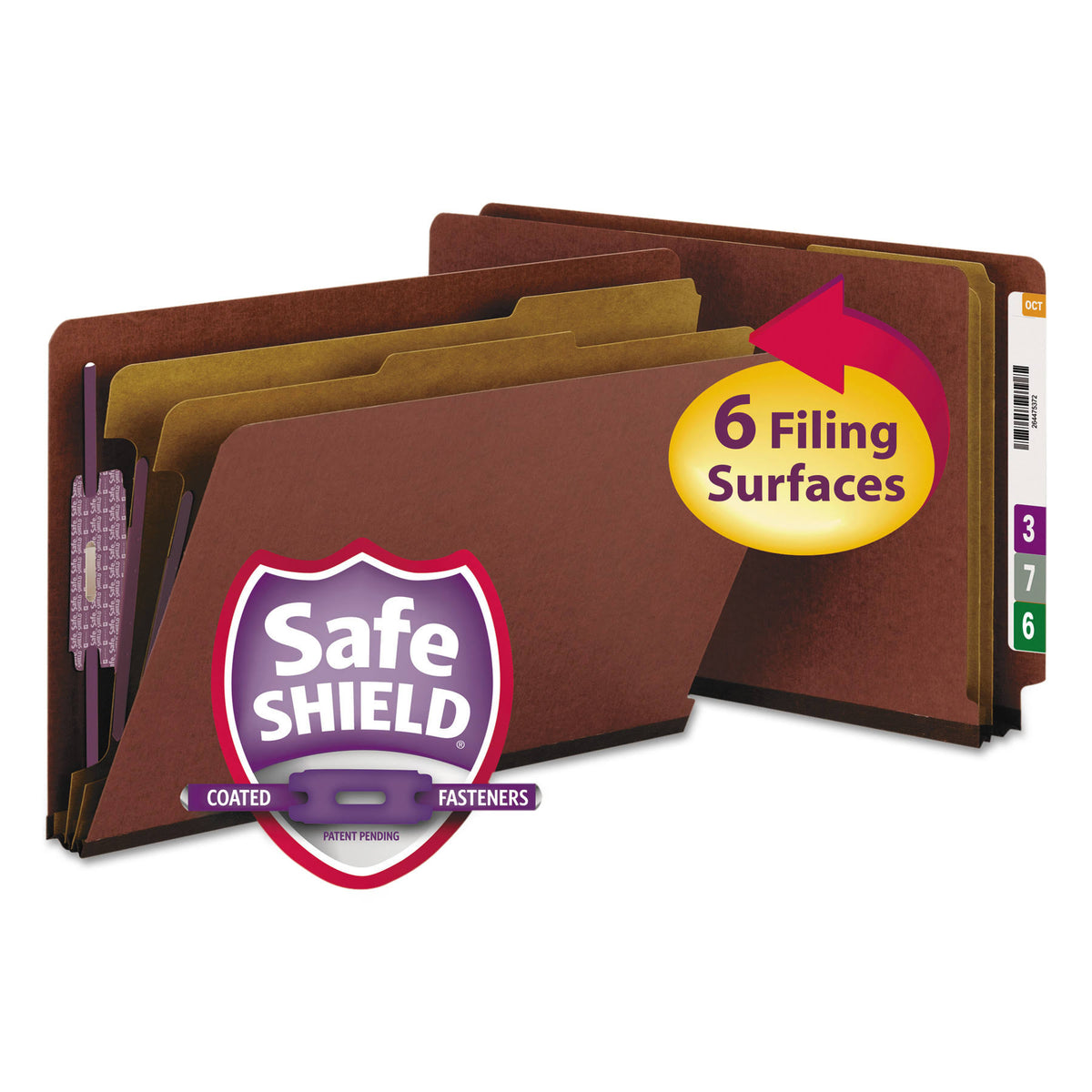 Legal Six-Section Red Pressboard Classification Folders 10/Box R129374