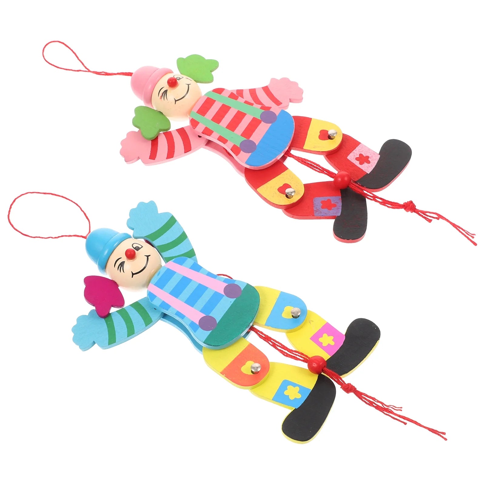2Pcs Wood Clown Marionette Puppet Toy E520680