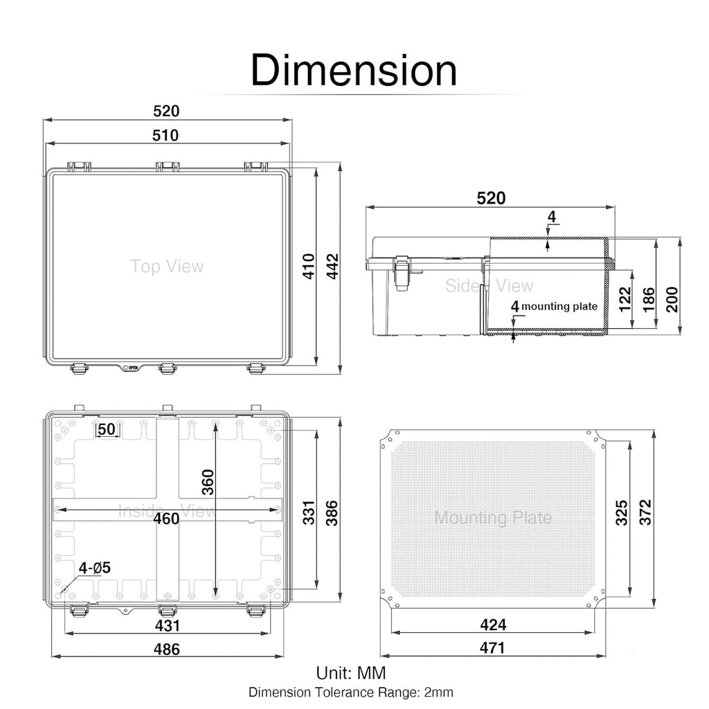 Junction Box with Mounting Plate, IP67 Waterproof ABS Plastic Grey I4991