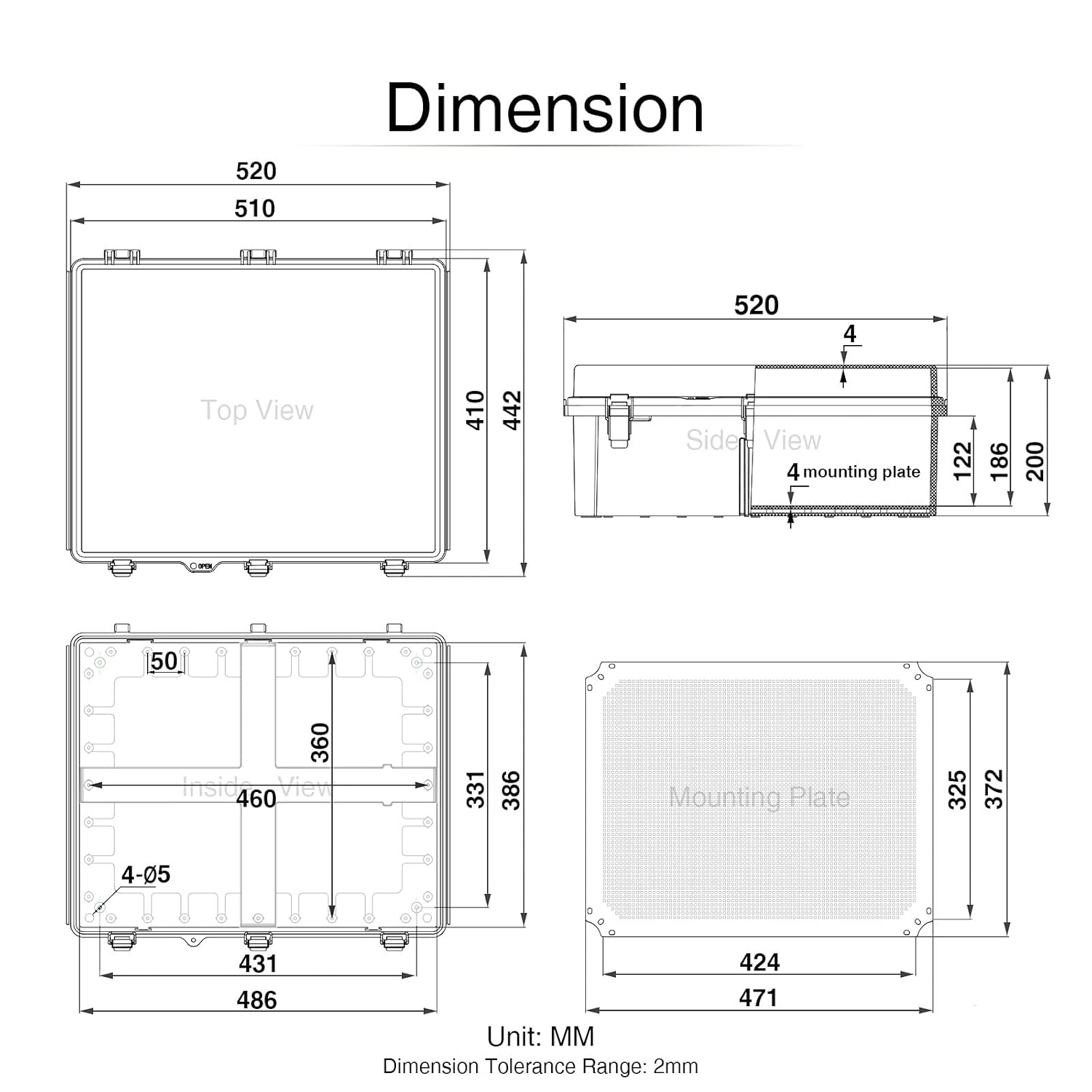 Junction Box with Mounting Plate, IP67 Waterproof ABS Plastic Grey I4991