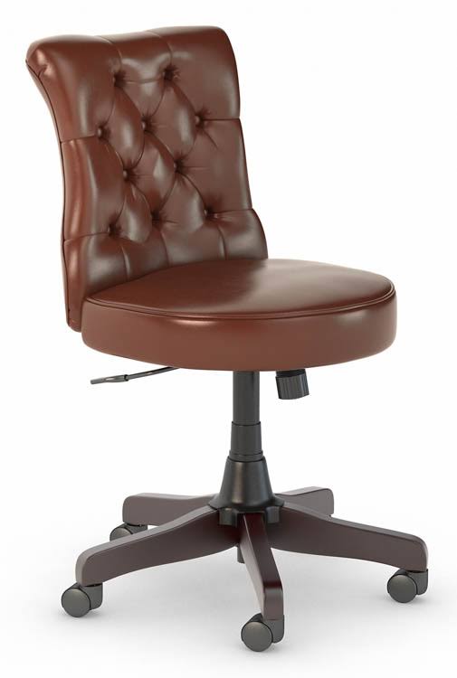 Harvest Cherry Leather Mid Back Tufted Office Chair O1180