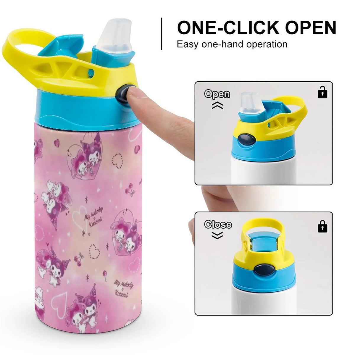 Cartoon Children's Vacuum Insulated Stainless Steel Water Bottle With Straw L581830