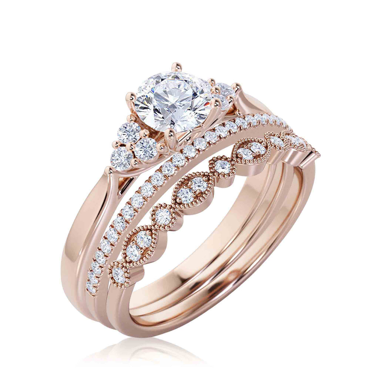 10k Solid Rose Gold Diamond Moissanite Engagement Ring R928310