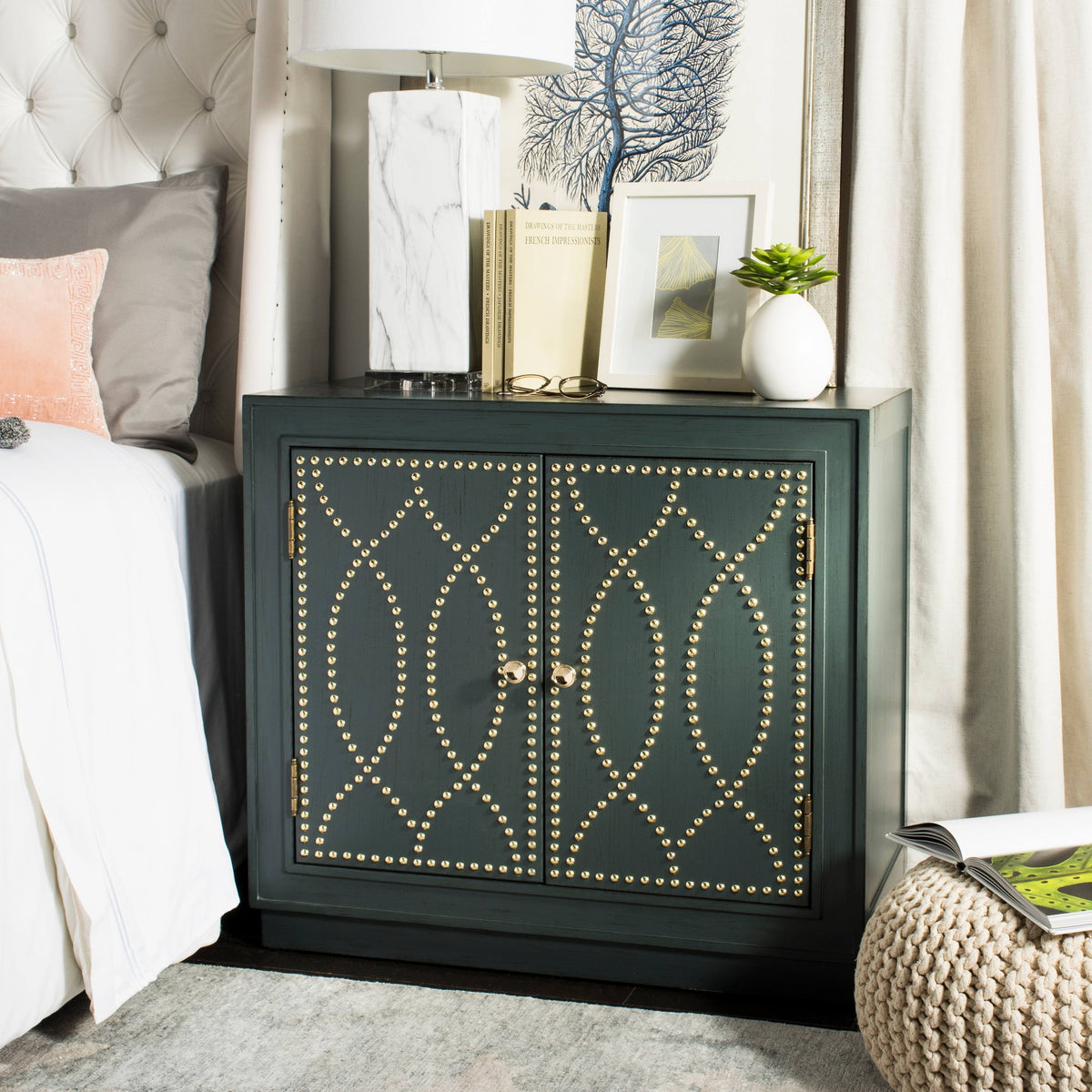 2 Door Steel Teal Gold Chest L927