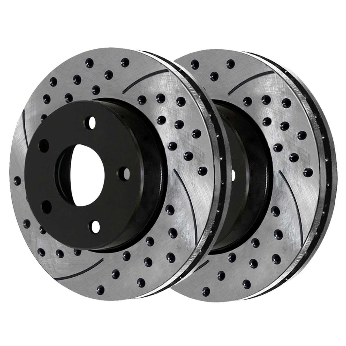 Drilled Slotted Brake Rotors Black Set of 4 B202991