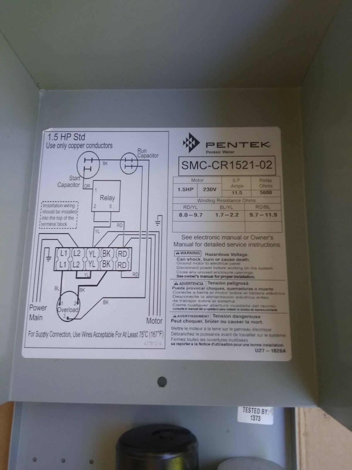 11/2 -1.5 HP Submersible Well Motor Control Box I649