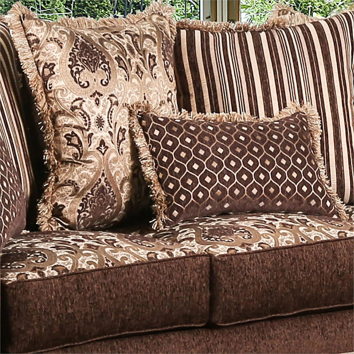 Brown Fabric Upholstered Loveseat N36873
