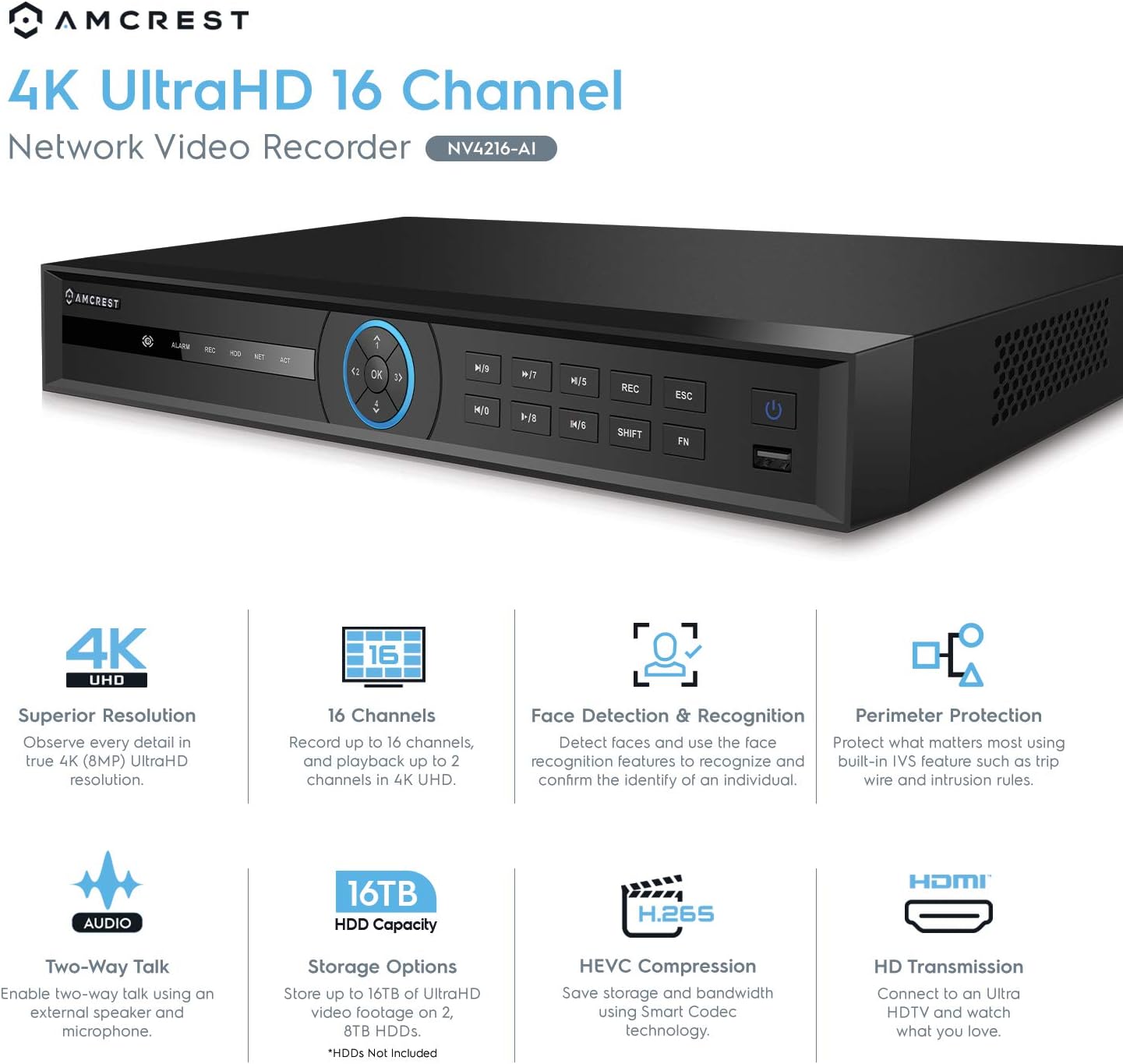 16CH 4K AI NVR with 16-Port PoE F5120