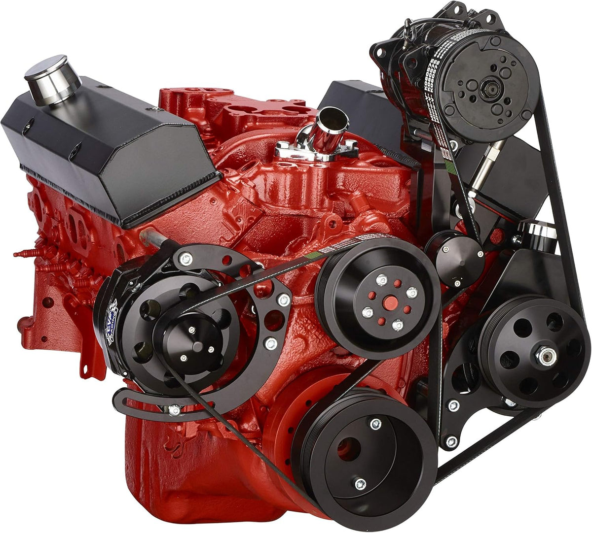 Black Small Block Chevy Serpentine Kit with AC I3989