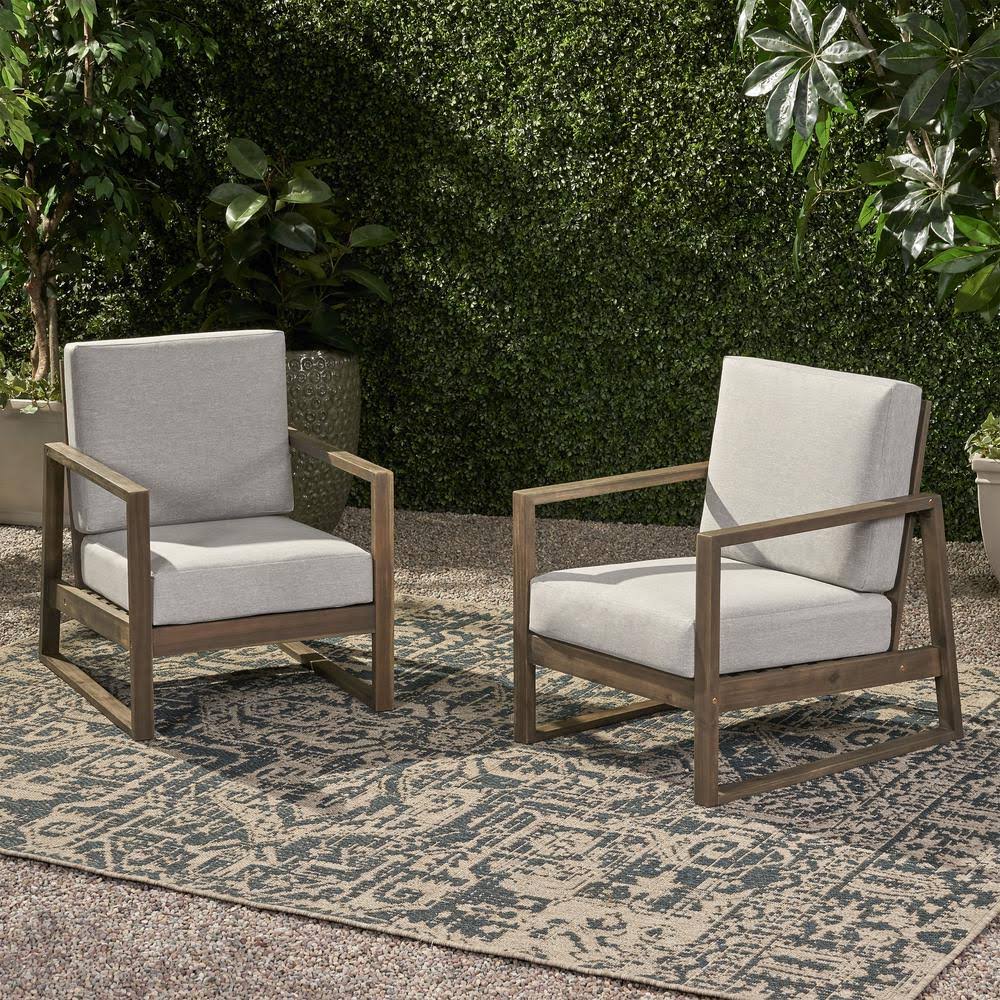 Acacia Wood Club Chair in Gray (Set of 2) A765948