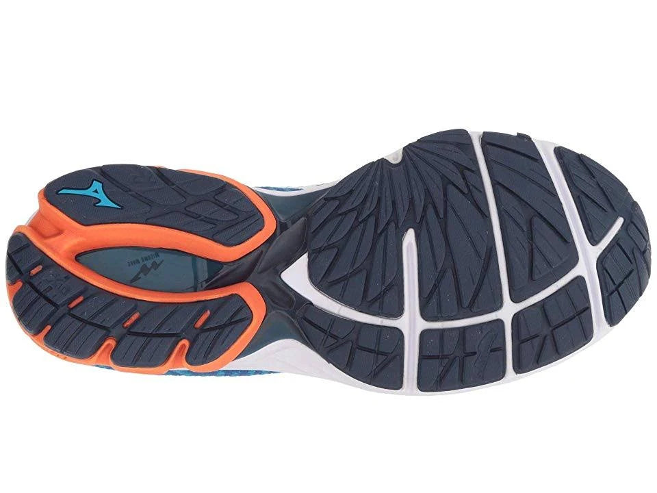 Men's Waveknit R2 Running Shoe, Nautical Blue-Red Orange, Size 8 J81699