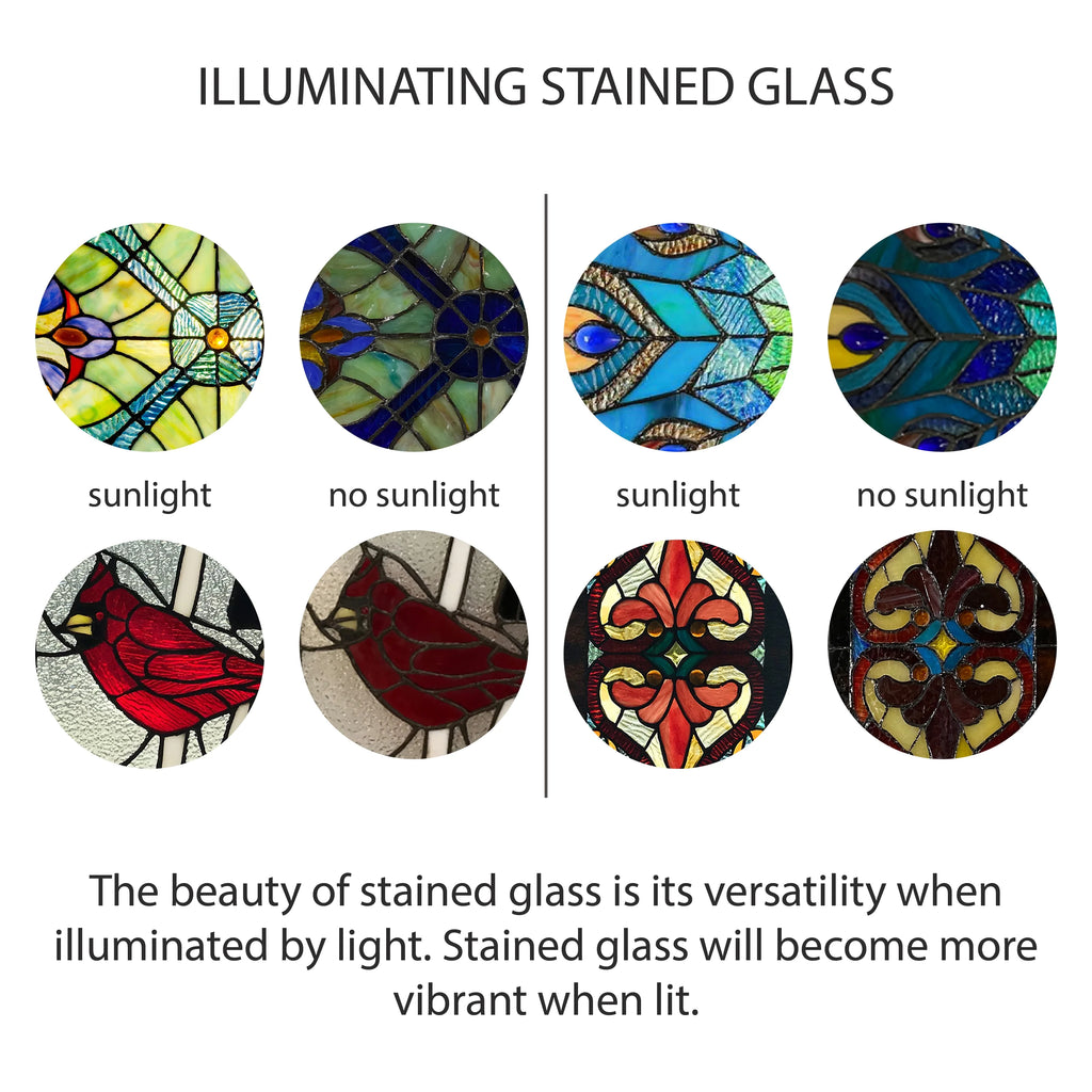 Tree of Life Stained Glass Window Panel in Green G6031