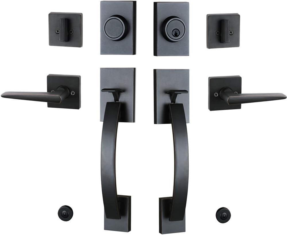 Satin Nickel Keyed and Dummy Handleset P5608