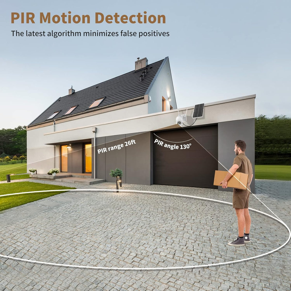 Solar Security Camera Outdoor Wireless Battery Powered with Spotlight Color Night Vision and PIR Motion Detection L1222