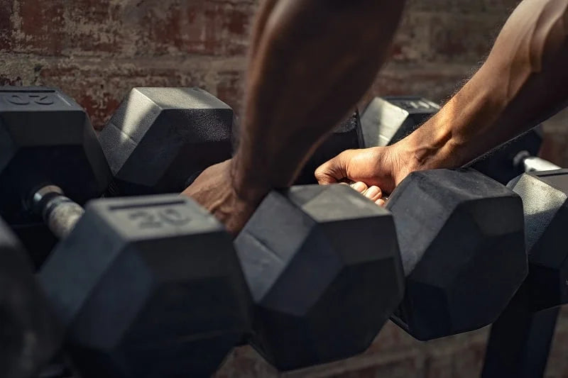Rubber Encased Hex Dumbbell, 40LBs, Single W51385