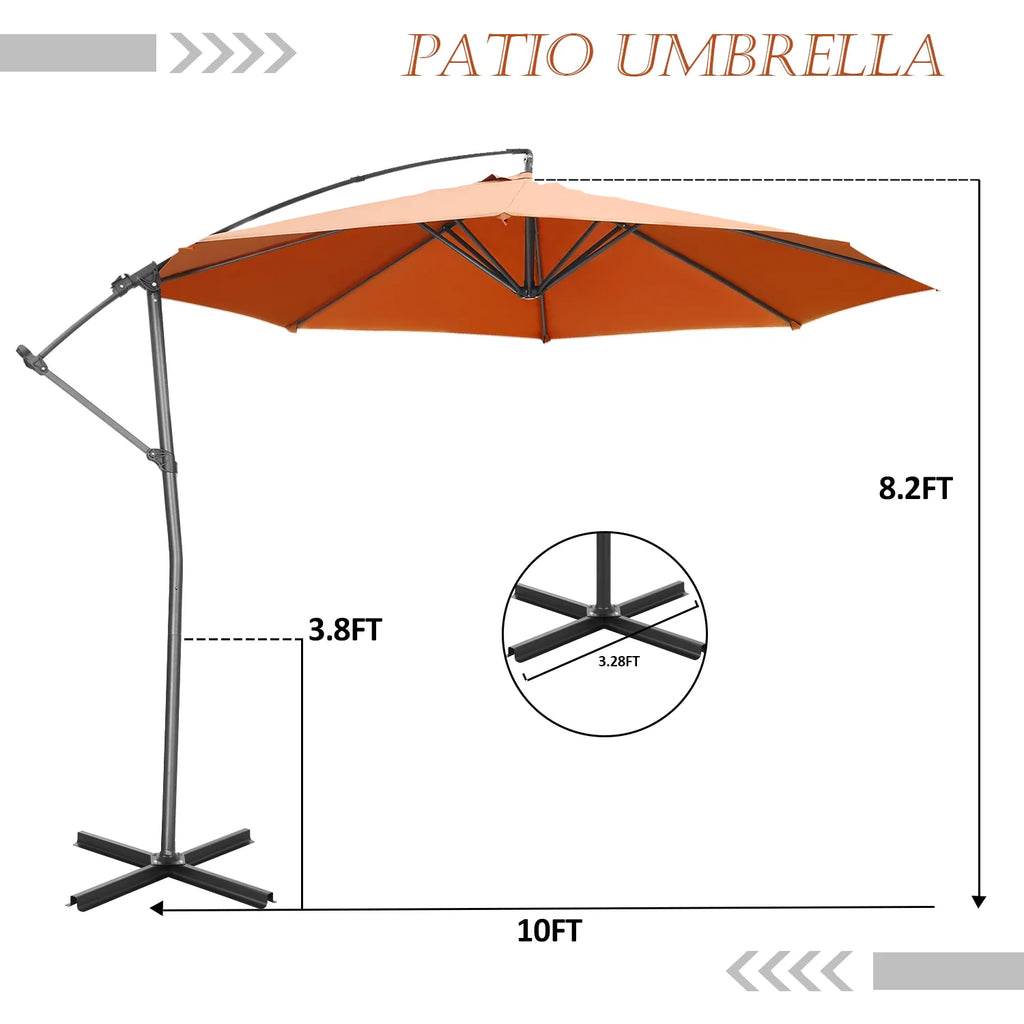 10ft Offset Patio Umbrella with Cross Base T6812