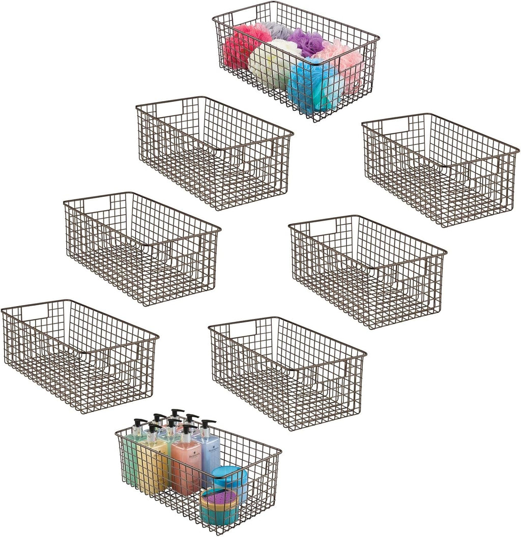 Bronze Metal Wire Bathroom Organizer Storage Bin Basket 8 Pack S531673