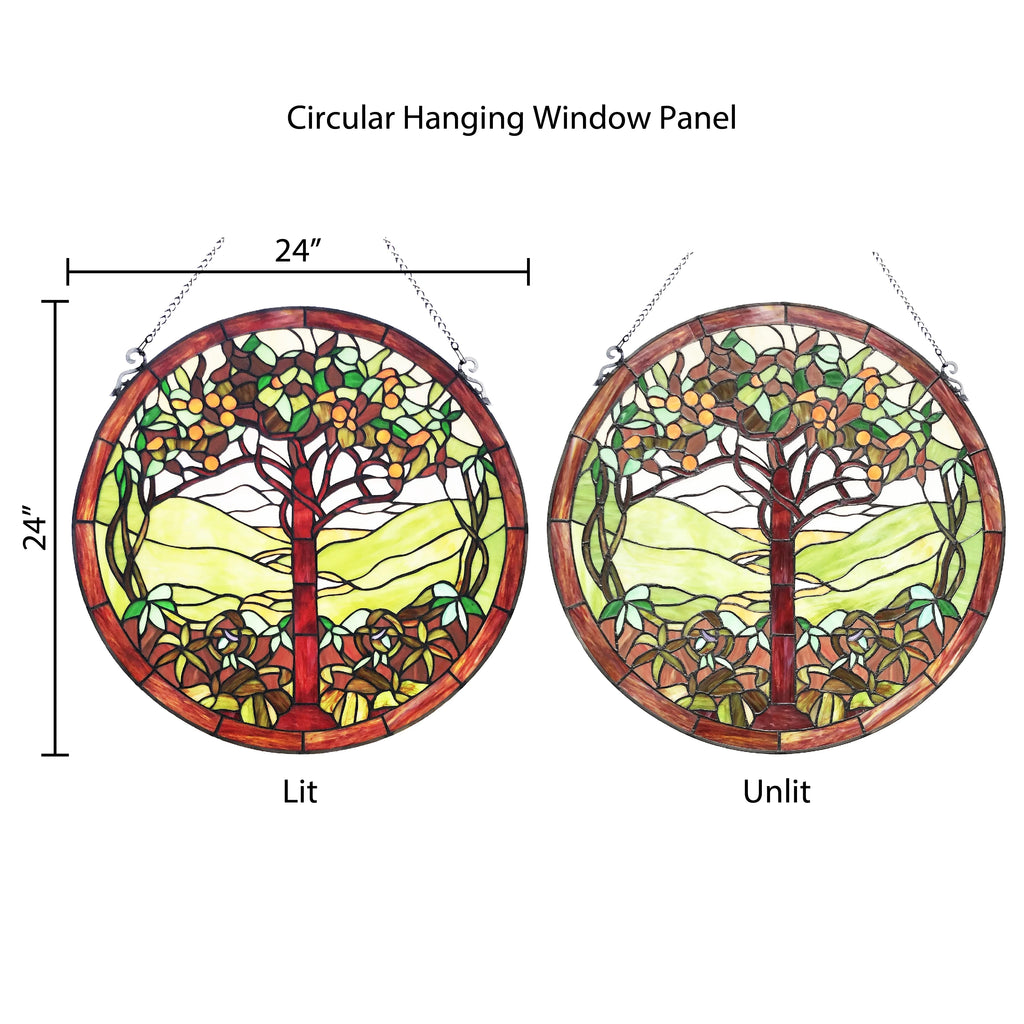 Tree of Life Stained Glass Window Panel in Green G6031