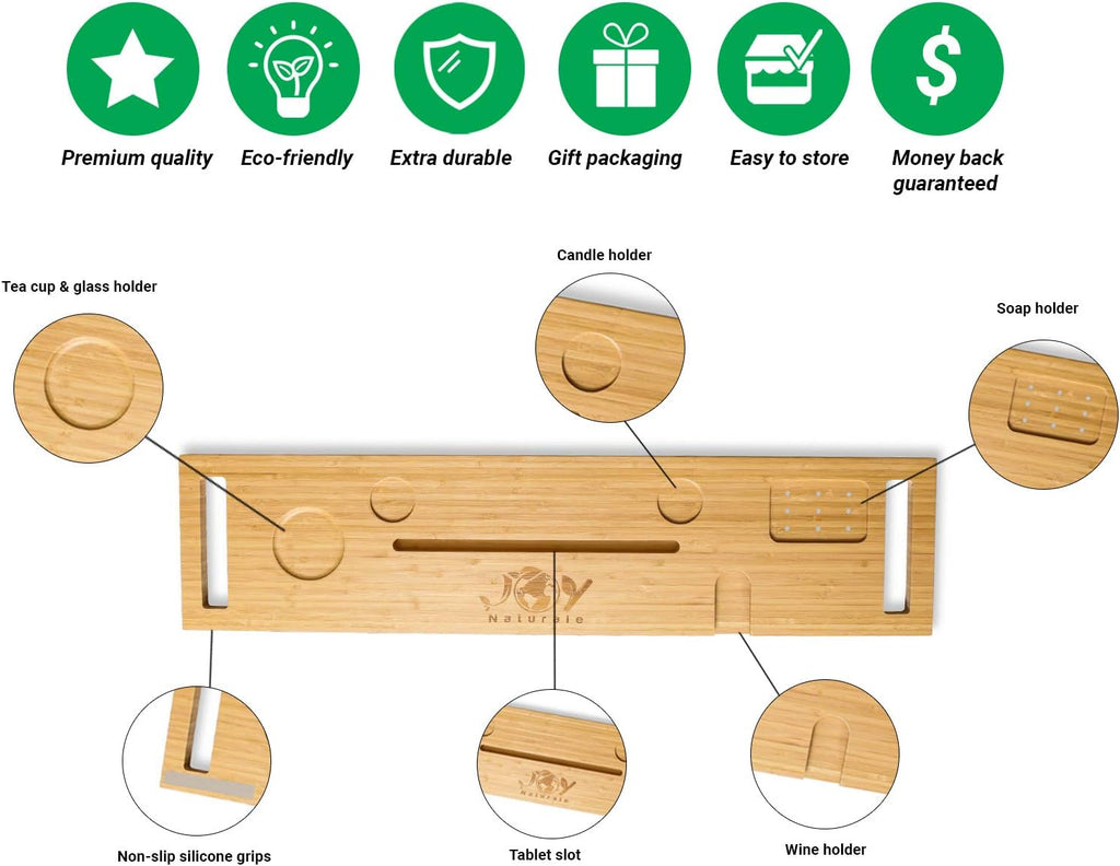 Bamboo Bathtub Caddy Tray O7567