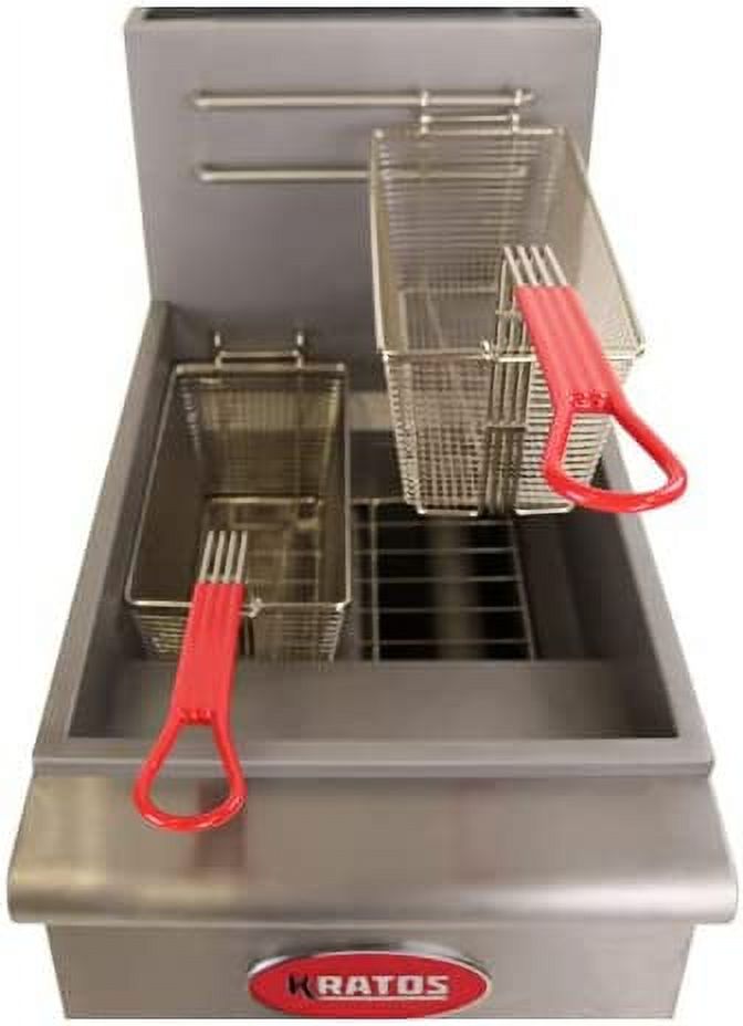 Commercial Gas Floor Fryer, Three Burners, 40 lb. Capacity, Liquid Propane T686940