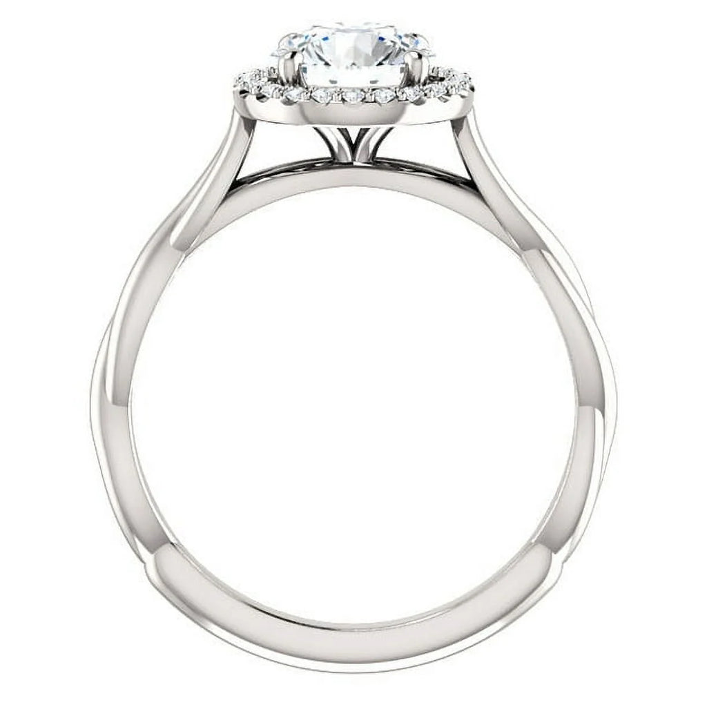 14K White Gold Halo Ring P335