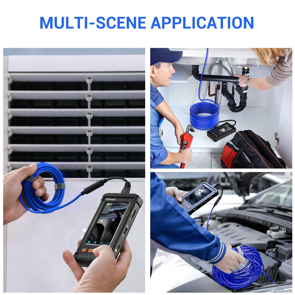 33FT 5.5mm 1080P Waterproof Industrial Endoscope Camera with Lights 4.3'' IPS Screen Pack of 2 R6849