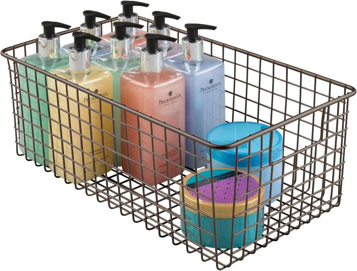 Bronze Metal Wire Bathroom Organizer Storage Bin Basket 8 Pack S531673