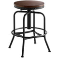 Black Adjustable Height Barstool with Antique Walnut Seat E5883