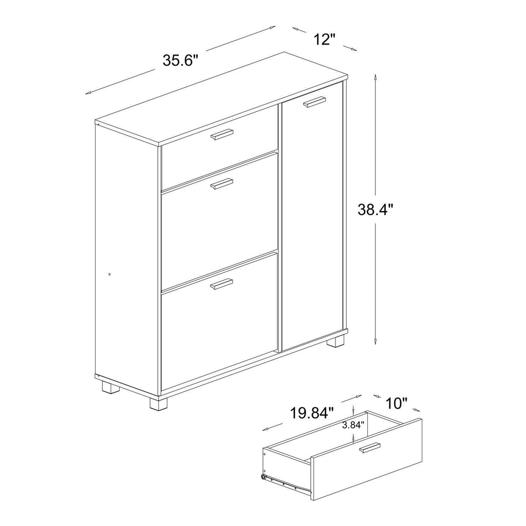 White/Walnut Storage Cabinet V6044