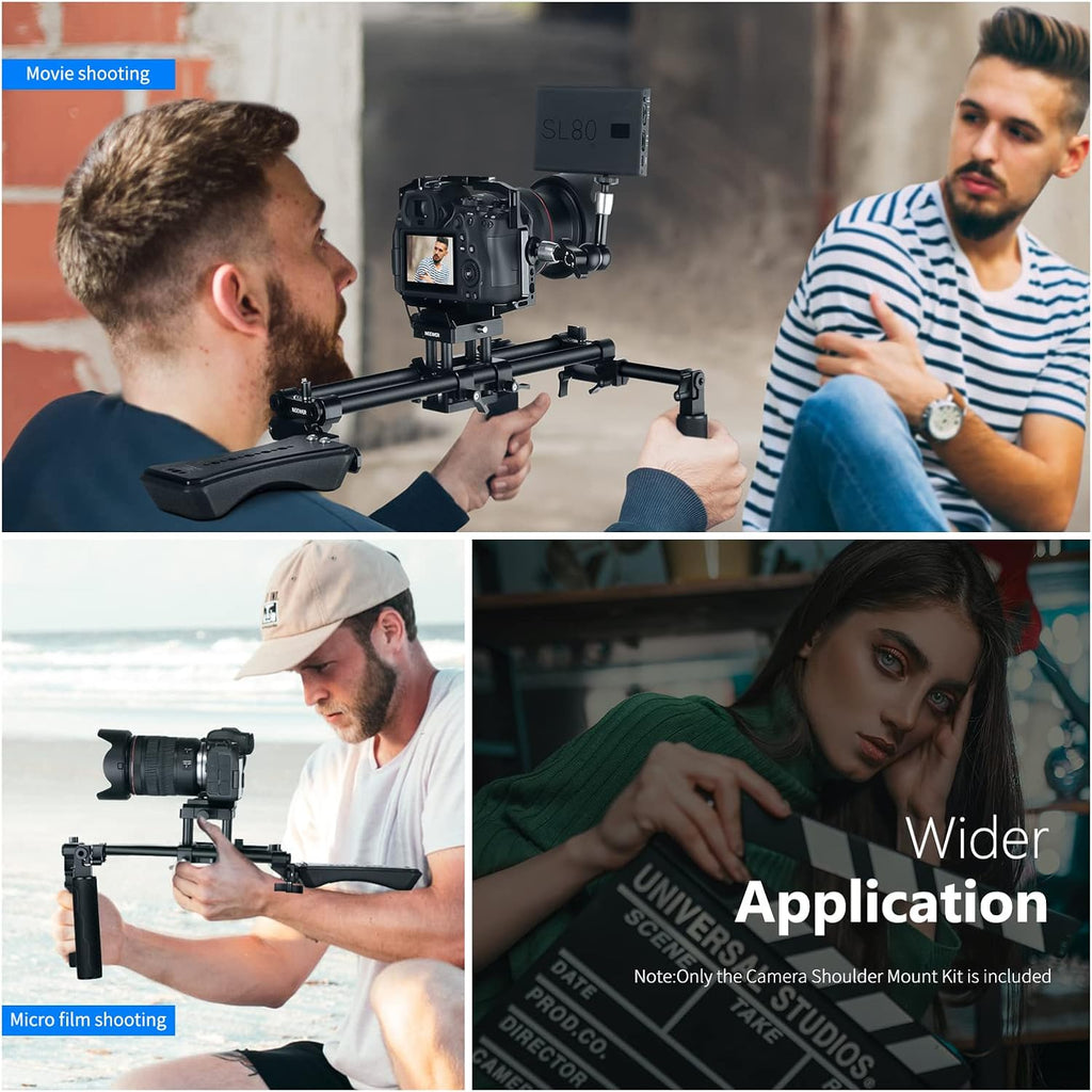 Universal Camera Shoulder Mount with Movable Shoulder Pad, 15mm Rod, 1/4 3/8 QR Plate D128809