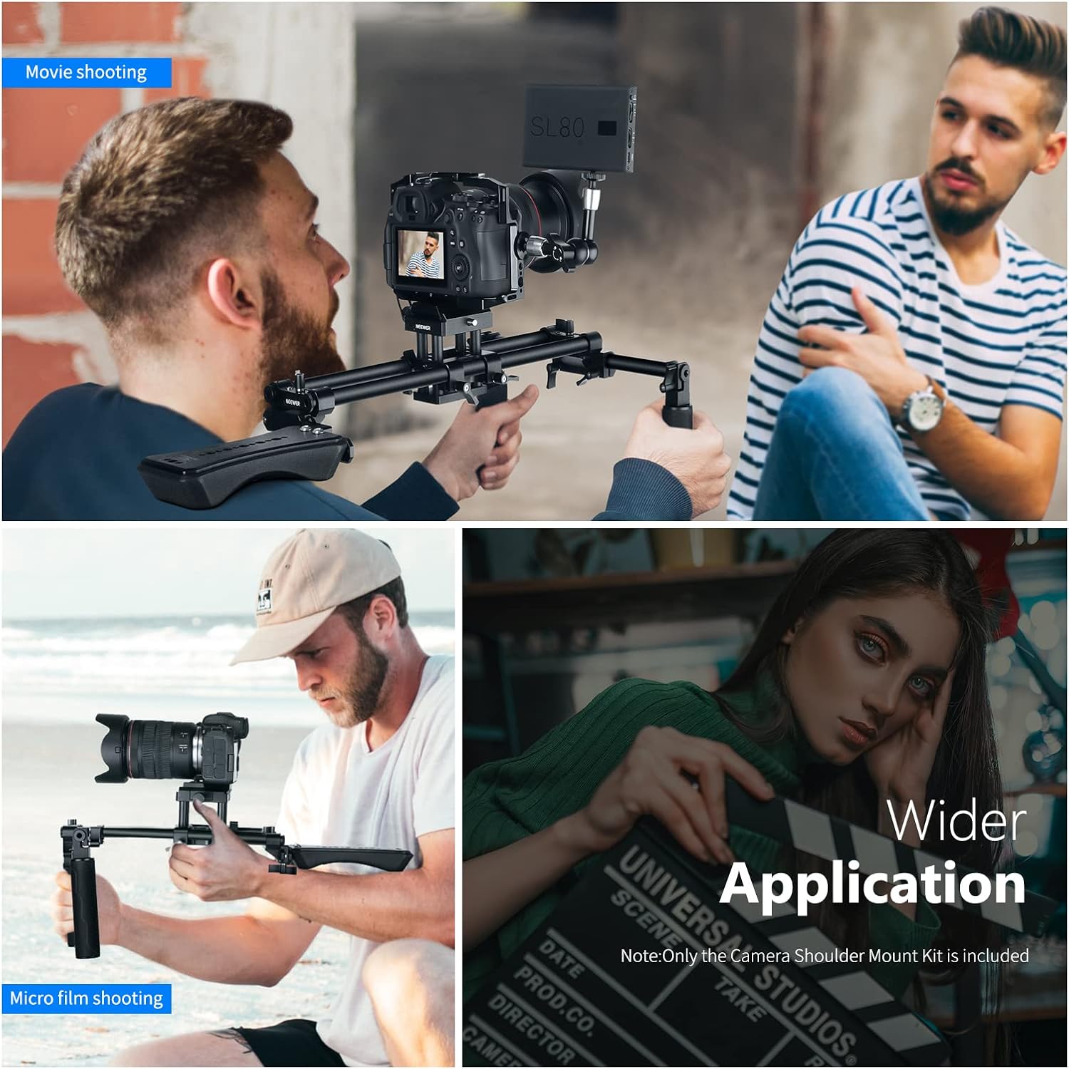 Universal Camera Shoulder Mount with Movable Shoulder Pad, 15mm Rod, 1/4 3/8 QR Plate D128809