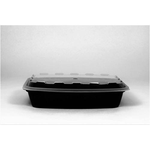 28oz Black Plastic Containers with Clear Lids H342