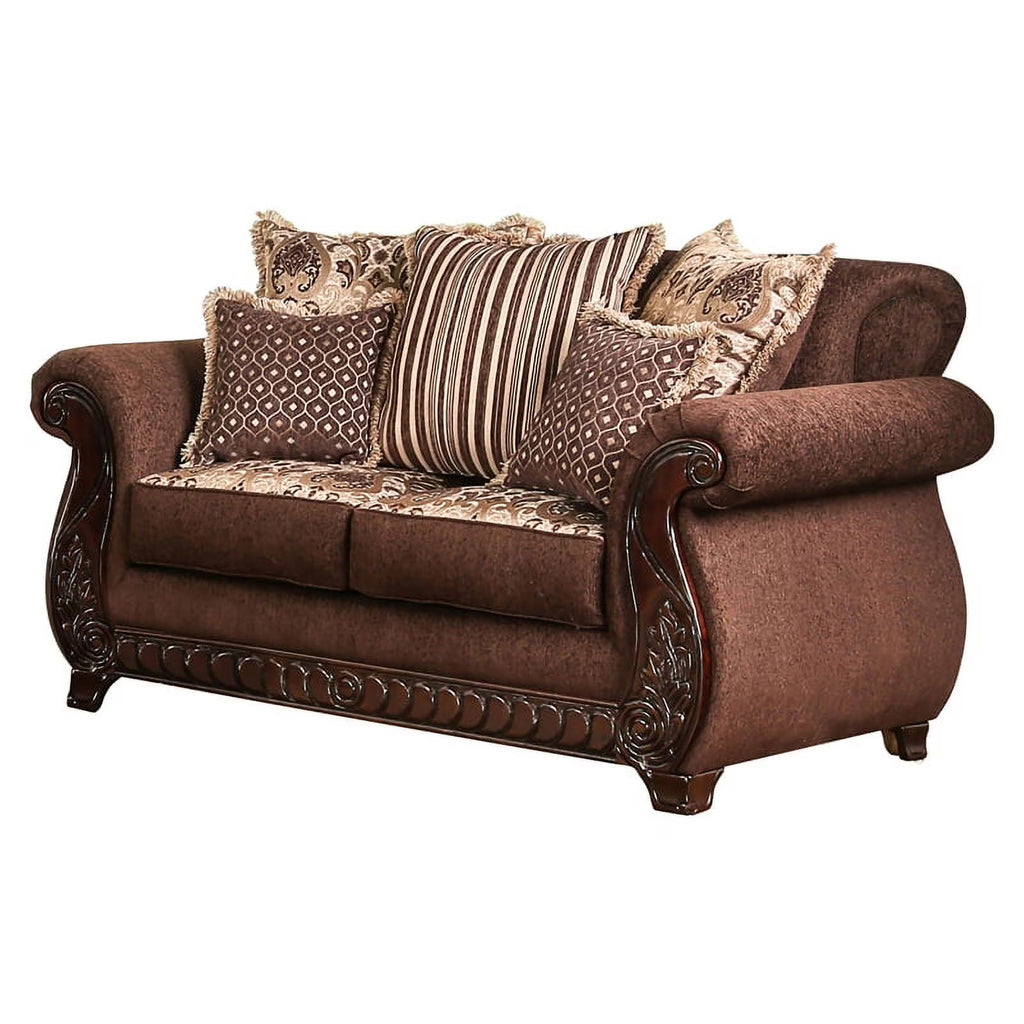 Brown Fabric Upholstered Loveseat N36873