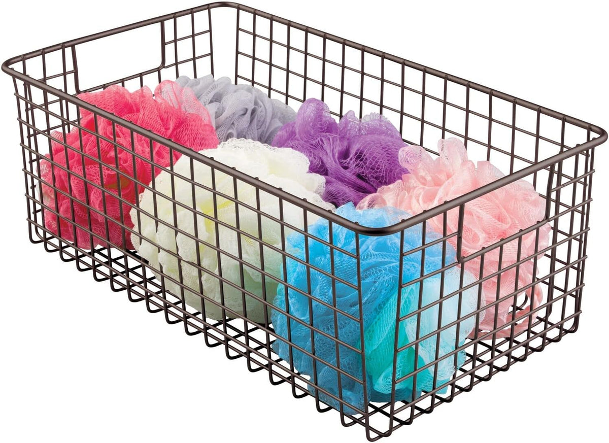 Bronze Metal Wire Bathroom Organizer Storage Bin Basket 8 Pack S531673
