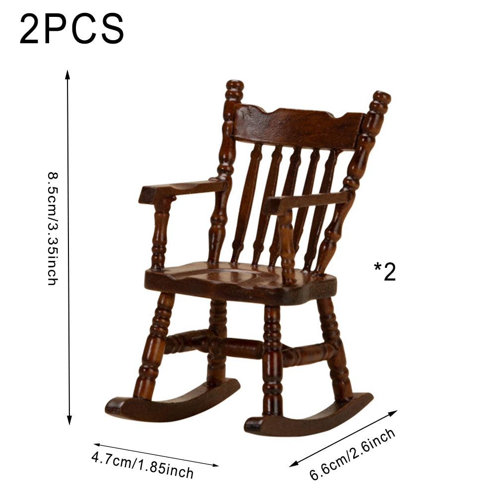 Walnut Dollhouse Rocking Chairs, 2 Pieces V959