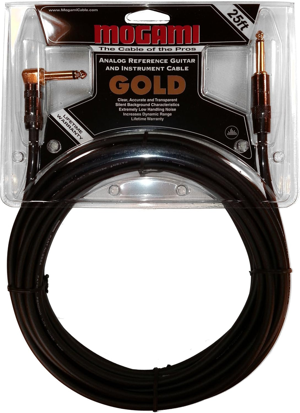 10 Foot Guitar Instrument Cable with Right Angle and Straight Connectors S1808